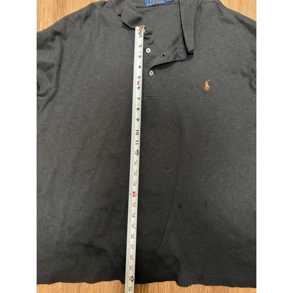 Polo Ralph Lauren Mens 3XB Big & Tall Charcoal Grey Short Sleeve Polo Shirt Logo